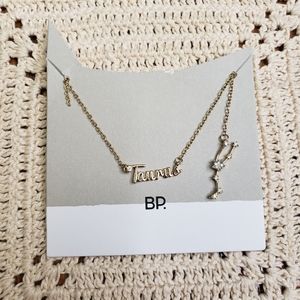 BP zodiac sign Taurus necklace gold color cubic zirconia rhinestone
